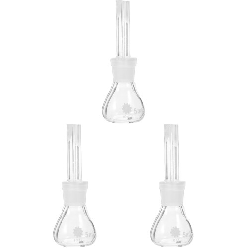 3Pcs Transparent Glass Pycnometer Bottles with Stopper for Lab Storage