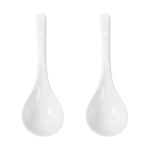 2Pcs Ceramic Soup Spoons Large and Restaurant Kitchen Use