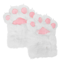 1Paar Weiße Furry Katzenpfotenhandschuhe Mit Krallen Ideal Für