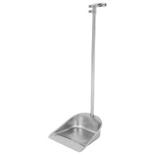 Heavy Duty Stainless Steel Dustpan Metal with Long Handle Silver