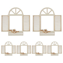 6Pièces Mini Fenêtre En Bois Naturel, Accessoire Déco Jardin Féerique