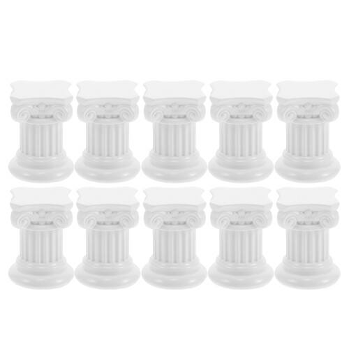10Pcs Resin Roman Column Candle Holders White Mini Pillars for Decor