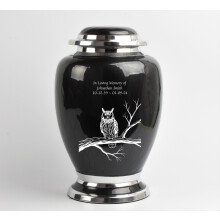 Cremation Urn for Human Ashes Adult Memorial Urn with Custom Black Owl Engraving