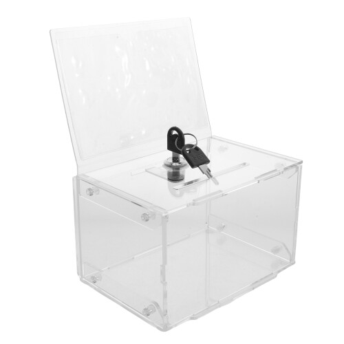 Clear Acrylic Ballot Box with Lock for Donation and Voting Use