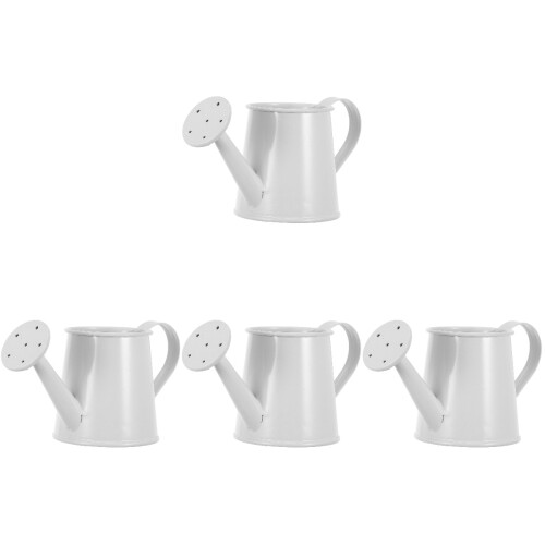 4Pcs Iron Mini Watering Cans White Decorative Pots for Succulents