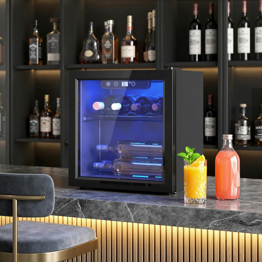Homcom 12 Bottle Wine Cooler, Tabletop Drinks Wine Fridge, Black