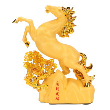 Figurines en résine dorée, ornements pour attirer la richesse, statue de cheval Feng Shui avec éléments en cristal pour la décoration intérieure