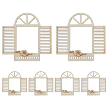 6Stk Mini Holzfenster Holz Khaki DIY Basteln Puppenhaus Zubehör