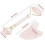 Natural Double Head Rose Quartz Jade Stone Roller & Scrapping Plate Face Massage Tool Kit 3