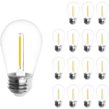 Lampadine a stringa S14, 3V, solari, bianco caldo, 2700K, attacco E26, confezione da 15