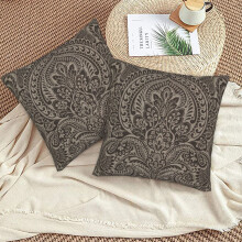 Kussenhoezen met bloemenmotief (damastpatroon) 20x20 inch, set van 2