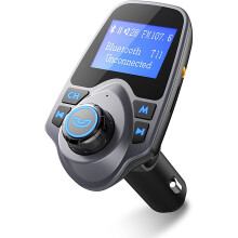 Transmisor FM Bluetooth para automóvil, Bluetooth V5.0 y llamadas manos libres, sintonización automática de frecuencia y pantalla de 1,44