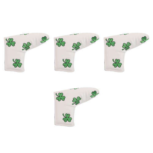 4Pcs Shamrock Embroidered PU Golf Putter Headcovers White Durable 2
