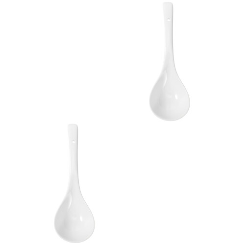 2Pièces Cuillères Céramiques Blanches Multipurpose Manche Long Cuisine 1