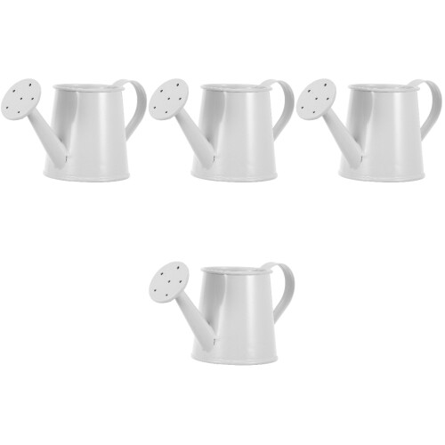 4Pcs Portable White Mini Iron Watering Cans for Plant Decoration 1