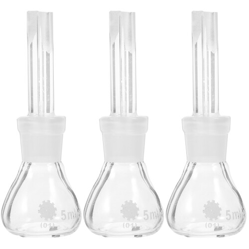 3Pcs Transparent Glass Pycnometer Bottles with Stopper for Lab Storage 2