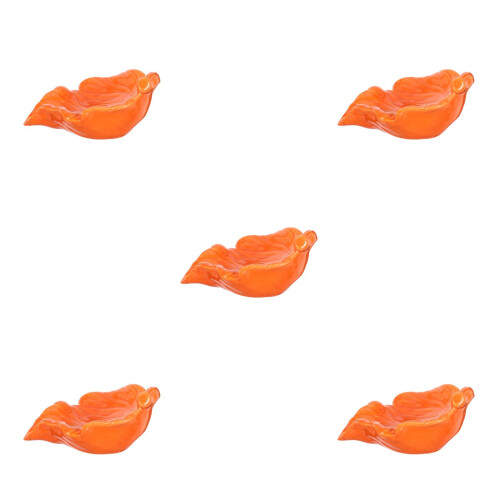 5Pcs Orange Ceramic Leaf Shaped Soap Drainers with Self-Draining Spout 1