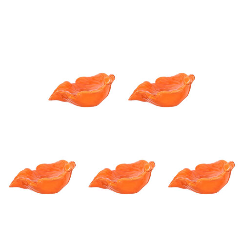 5Pcs Orange Ceramic Leaf Shaped Soap Drainers with Self-Draining Spout 2