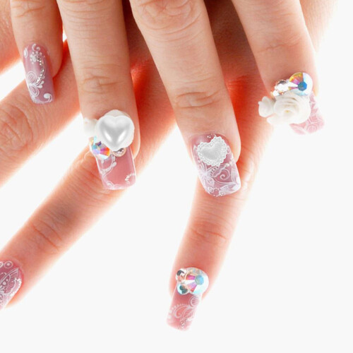 White Plastic Nail Charms Small Manicure Decorations for Nail Art 2