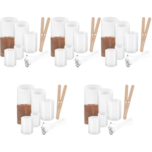 5Sets White Silicone Candle Moulds Set with Wicks and Holders for DIY 1