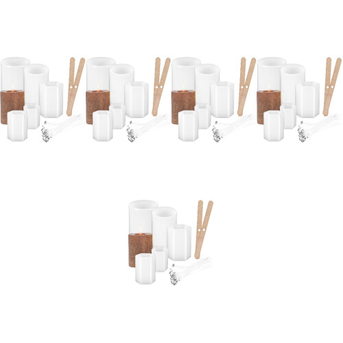 5Sets White Silicone Candle Moulds Set with Wicks and Holders for DIY 2