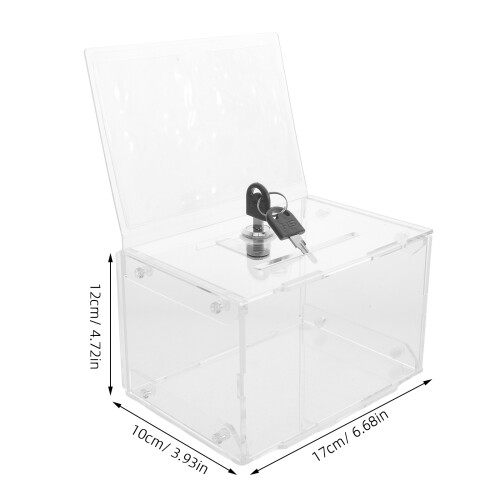 Clear Acrylic Ballot Box with Lock for Donation and Voting Use 1