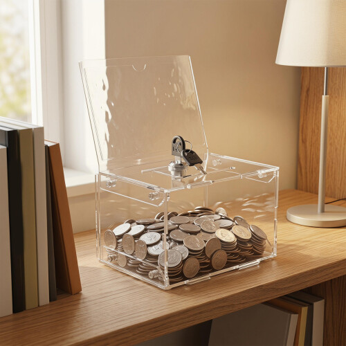Clear Acrylic Ballot Box with Lock for Donation and Voting Use 2