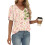 Women's  Short Sleeve Button-Down V-Neck Shirts rSets -Multi S 3