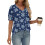 Women's  Short Sleeve Button-Down V-Neck Shirts rSets -Multi S 5