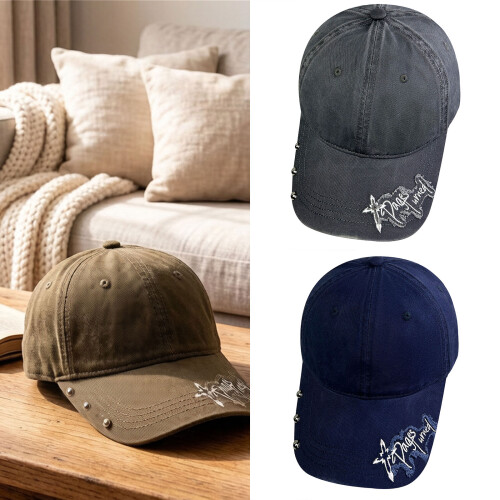 Stilvolle Baseballmütze mit Stickmuster, Unisex-Design,-Schwarz 2