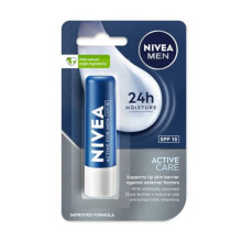 Balsamo labbra Nivea Men Active Care 4.8G | Formula idratante 24H | Oli naturali | Labbra nutrite, 4.8 G (1 pz)
