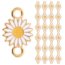 30Pcs Floral White Daisy Connector Charms Alloy for Jewelry Crafts