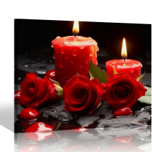 Rozen canvas wanddecoratie – Zwart-rode bloemenprint