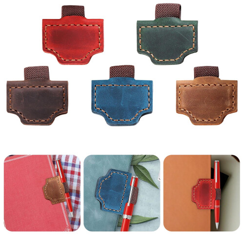 Leather Magnetic Pen Holder Bookmark