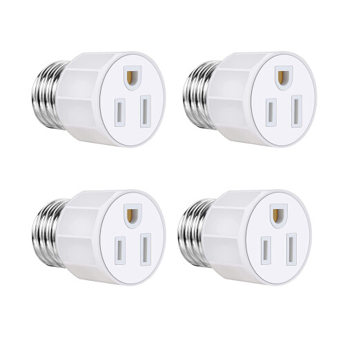 Adaptor priză E26/E27 - Alb, pachet de 4