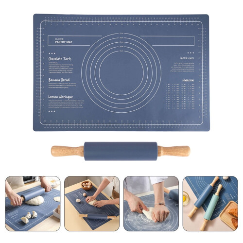 Silicone Dough Rolling Mat Blue 60x40cm