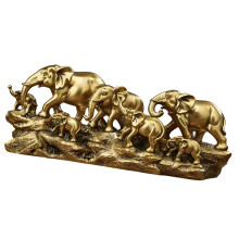 Elefantenherden mit Babys, Statue, Elefantenfamilie,-Gold