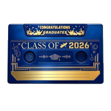 Carte de message vocal à bande rétro avec carte de remise-Bleu