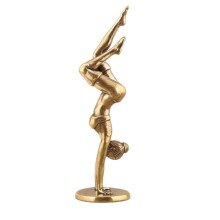 Hoofdstand pose beeldje artistieke zinklegering vrouw sculptuur