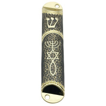Aluminum Blessing Mezuzah Case for Door Metal-golden black