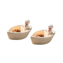 Bougeoir en céramique en forme de bateau de chien, pour salon,-2