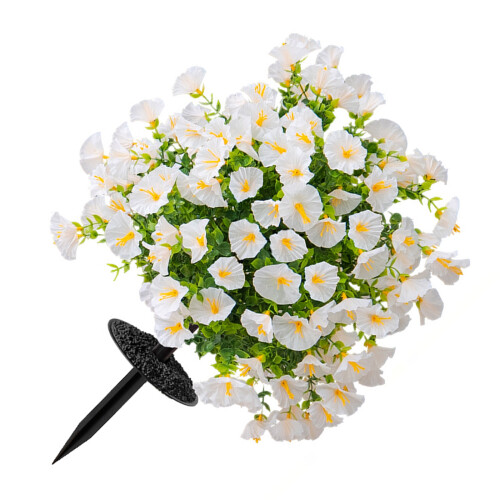 Artificial Morning Glory Flower With Ground Stake-White