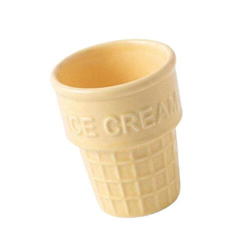 Elegant Ceramic Treat Cup Ice Cream Cone Shape-Light Yellow