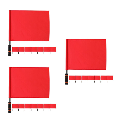 24Pcs Durable Red Cotton Referee Flags with Stainless Steel Handles 2