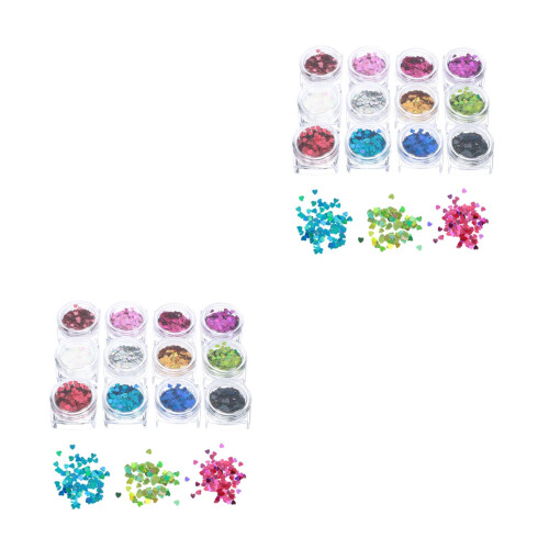 2Sets Heart Shaped Nail Sequins Assorted Color DIY Nail Art Decoration 1