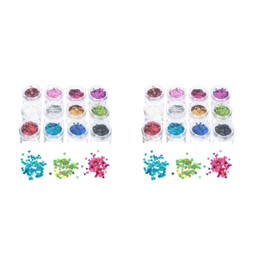 2Sets Heart Shaped Nail Sequins Assorted Color DIY Nail Art Decoration 2
