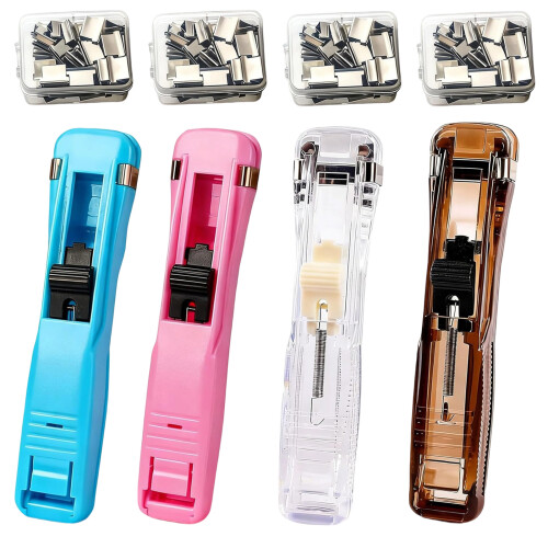 200 Metal Push Clips And 4 Multiple Color Clips Holders Office