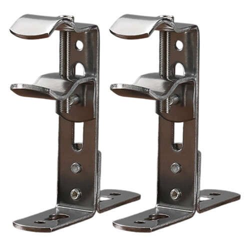 Pack of 2 Stainless Steel Curtain Rod Support Bracket-silver