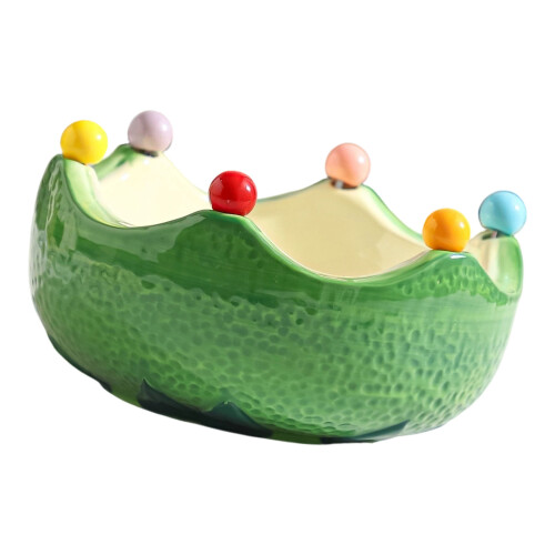 Fruit Form Porcelain Plate Includes 6 Metal Forks For-Green