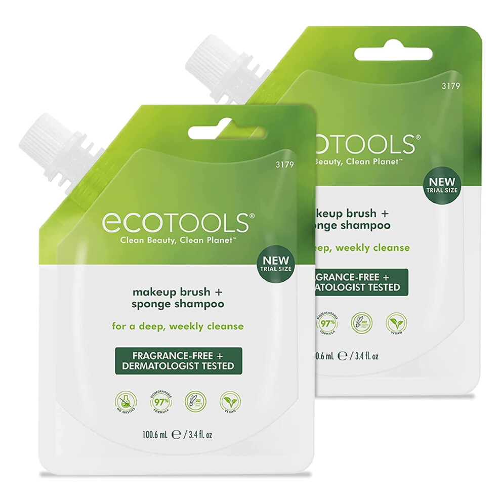 Ecotools Makeup Brush And Blending Sponge Shampoo, Removes Dirt, Makeup & Impurities From Brushes & Sponges, Travel Sized, Perfect For On The Go, Hypo
